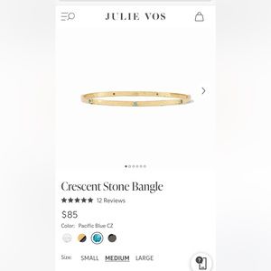 Julie Vos Crescent Bangle size M. Pacific blue New with tags